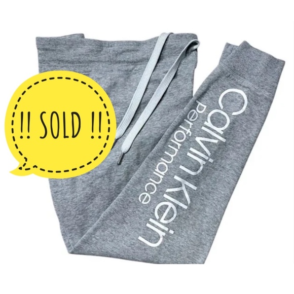 SOLD CALVIN  Klein Joggers Womens Logo Sweatpant Pant Drawstring Gray Small - Picture 1 of 16